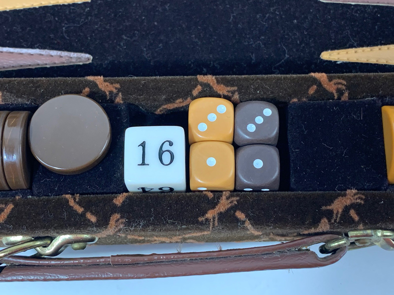 VTG Aries Of Beverly Hills Rare Longchamp Brown Velvet Travel Backgammon Set