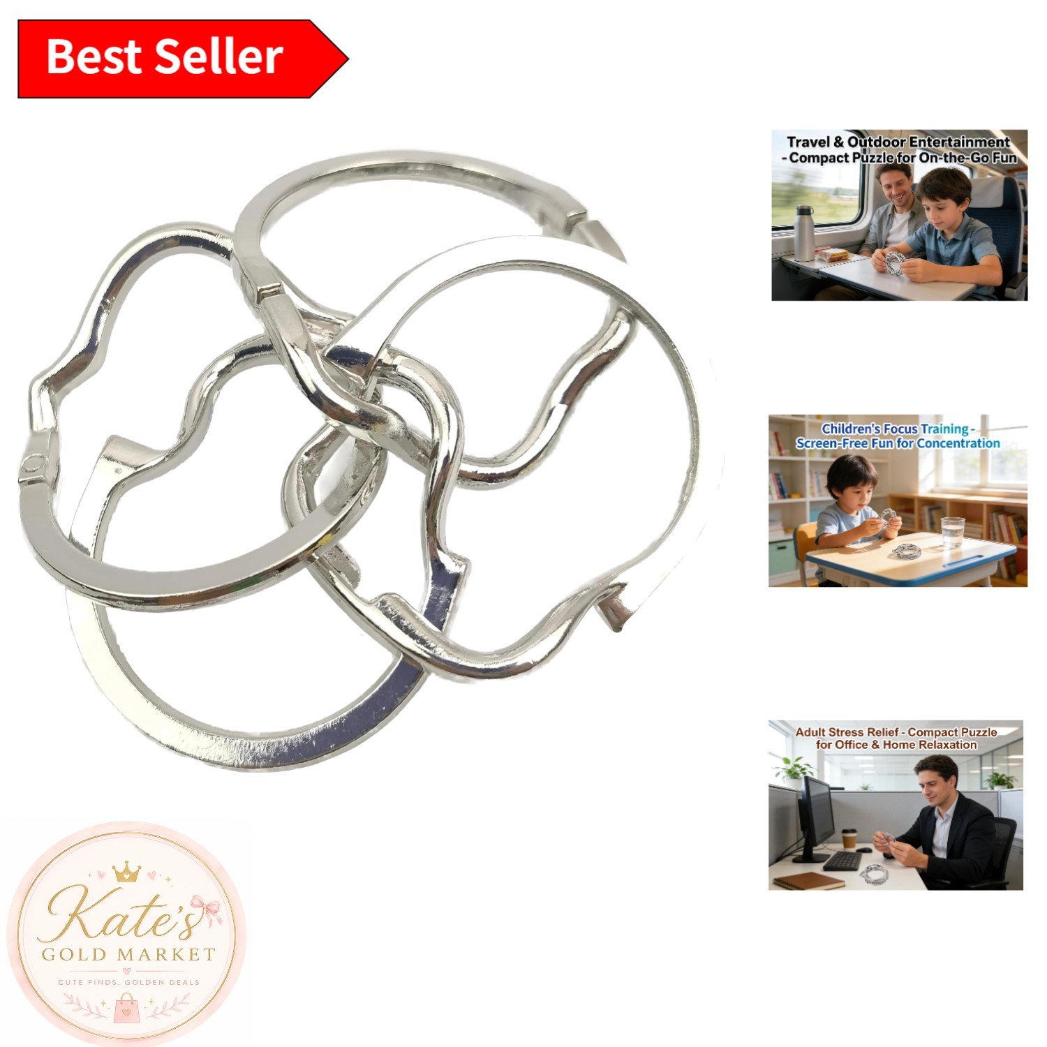 Fun Metal Brain Teaser – Classic Ring Disentanglement for Individual & Friends!