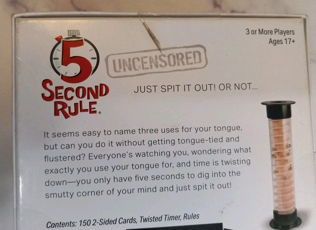 5 Second Rule Uncensored Adult Party Game New In Box