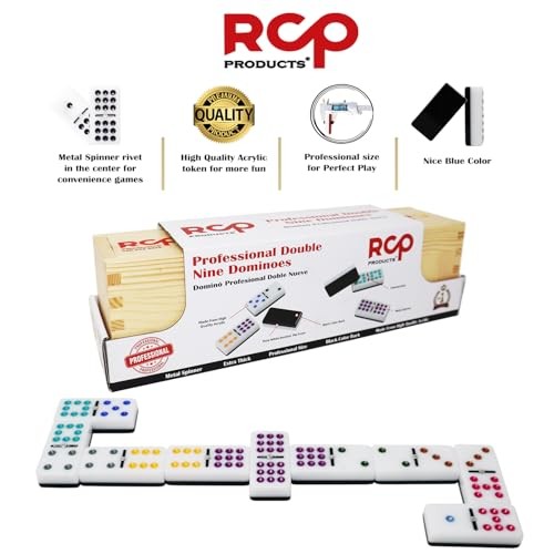 Dominos Set for Adults – Professional Double 9 Dominoes Set of 55 Tiles, Black