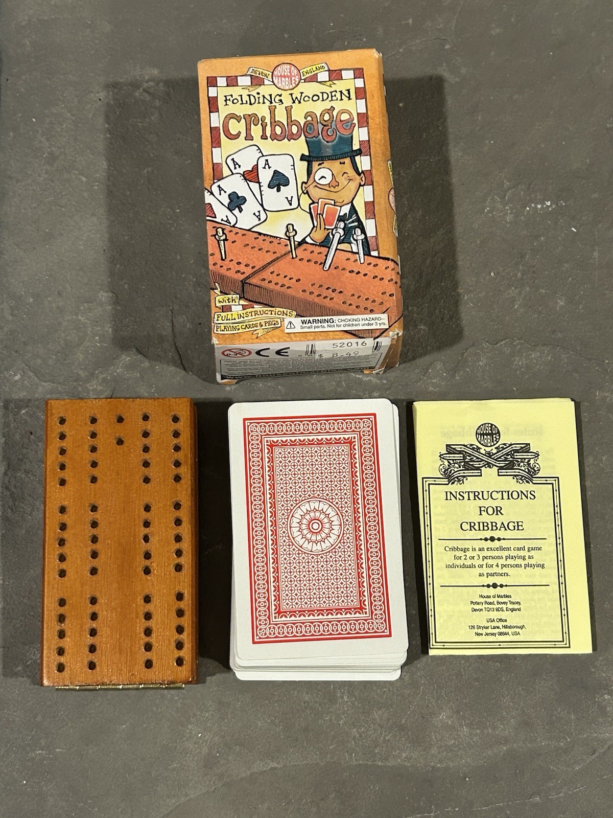 House of Marbles Folding Wooden Cribbage Set Board Game Cards – L