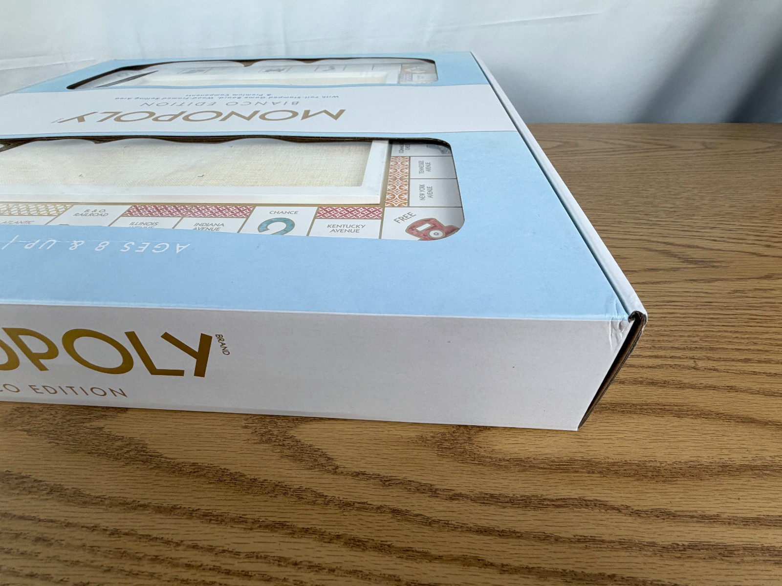 WS Game Co Monopoly Bianco Edition with Foil-Stamped Wood Game Board Open Box