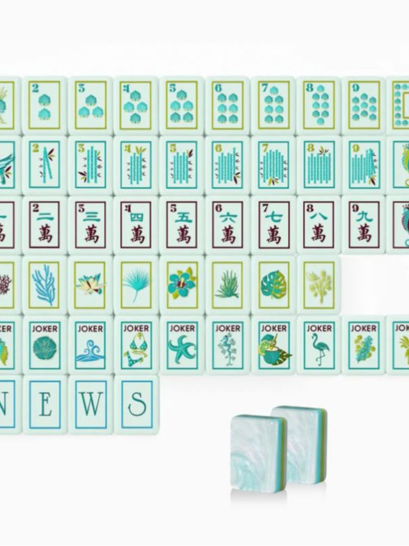 4-Layer Acrylic American Mahjong Set 160Pcs Ocean Shell Engraved Tiles