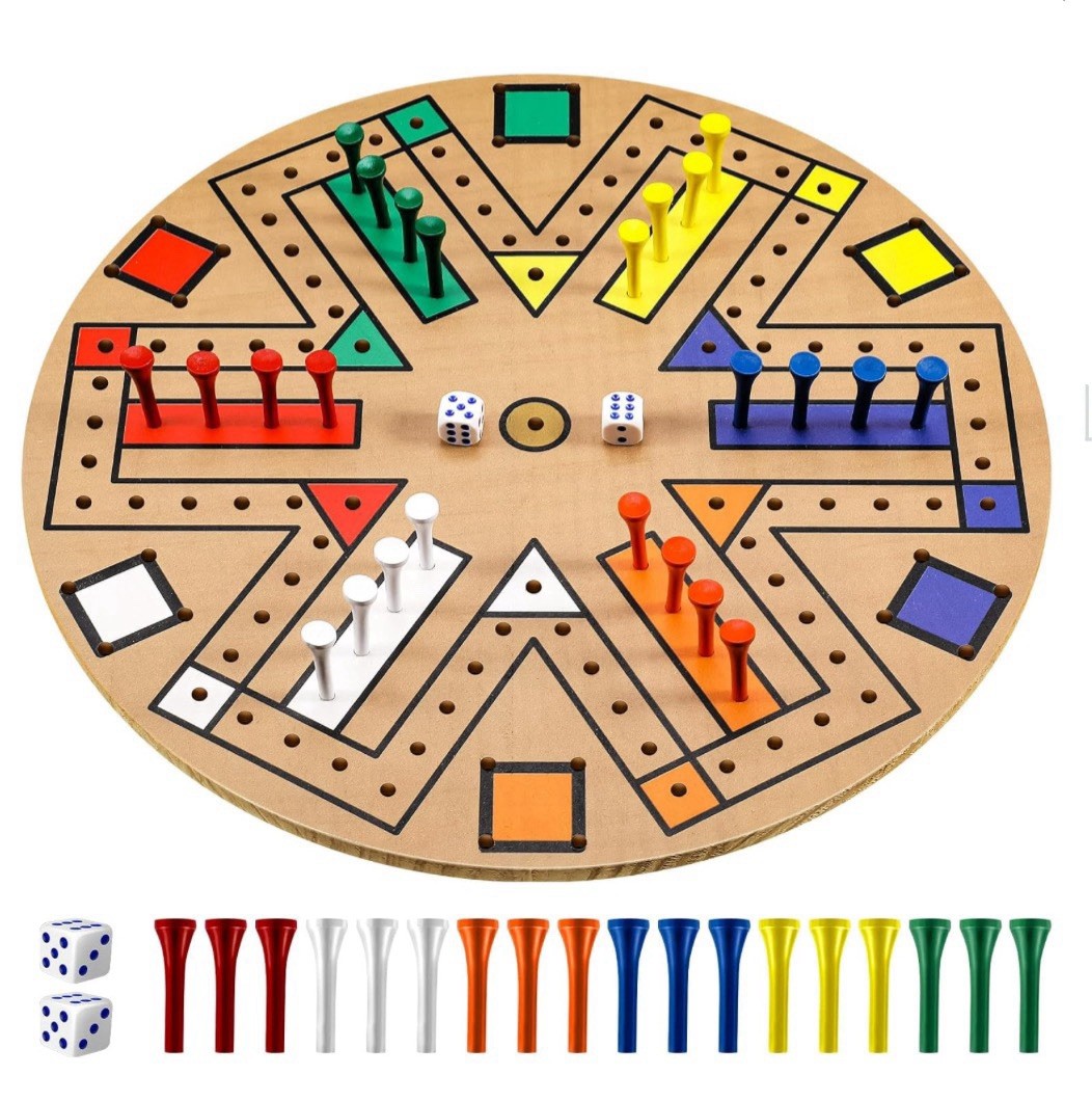 Fast Track Board Game Wooden 3-6 Players Board Game Set with 24 Board Game Piece