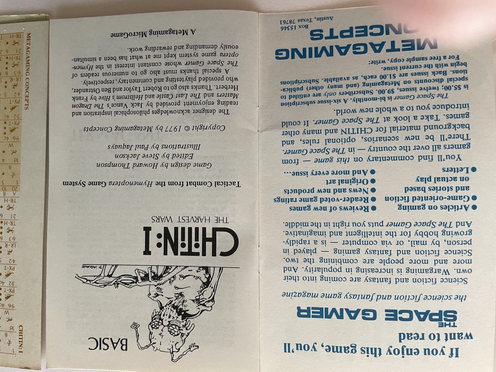 Metagaming MicroGame #2 – Chitin I – The Harvest Wars (1st Printing) VG