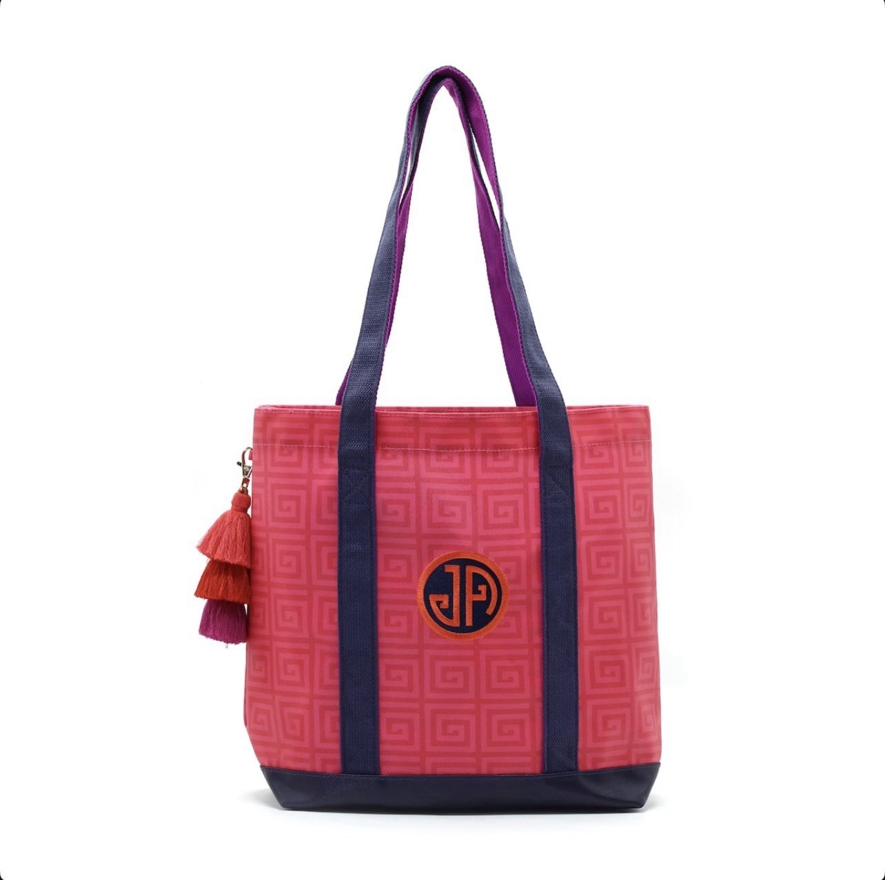 Jonathan Adler Greek Key Tote Bag Pink Michaels Mahjong Collection New