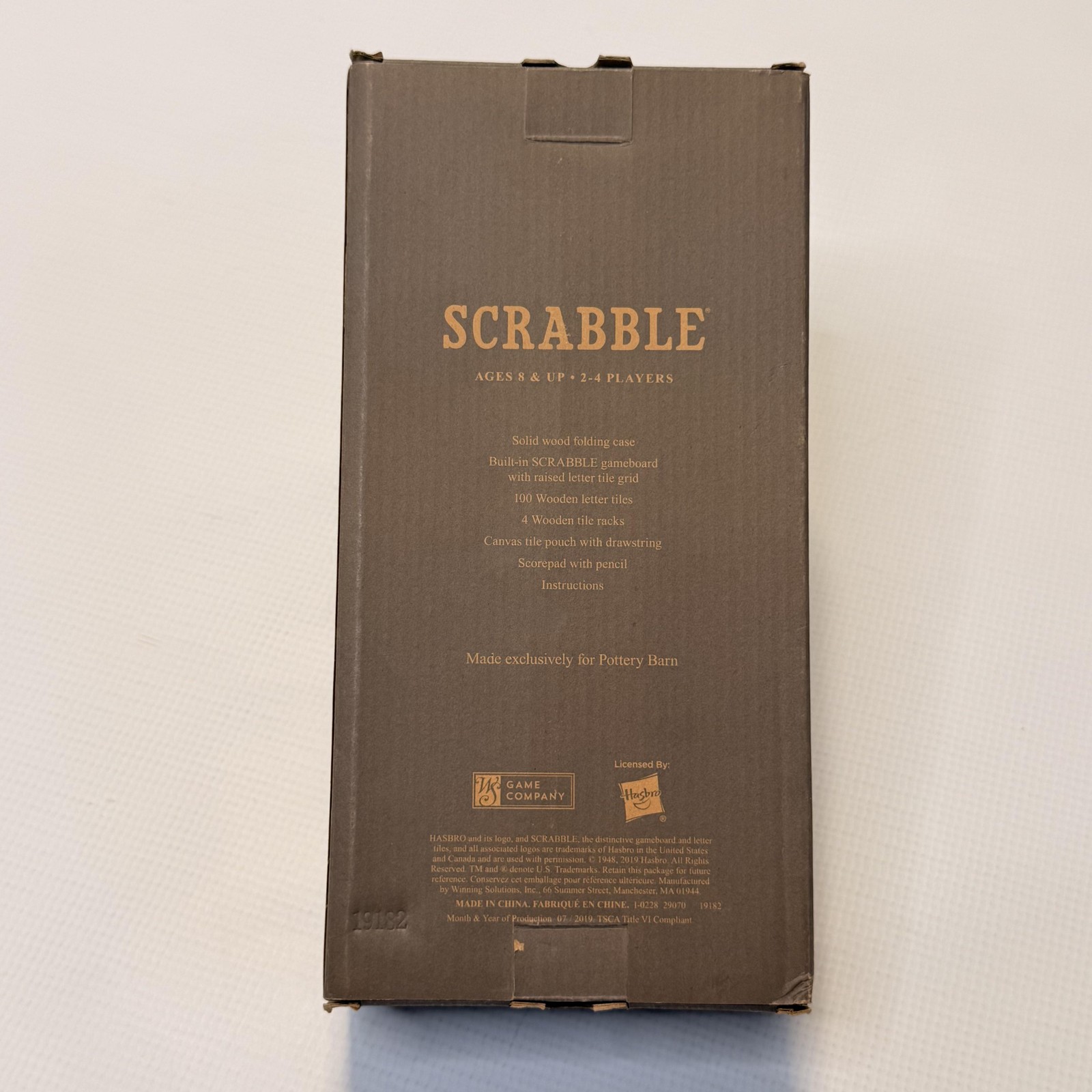 Hasbro Scrabble Pottery Barn Deluxe Travel Board Word Game 8+ 2-4 Players 2019