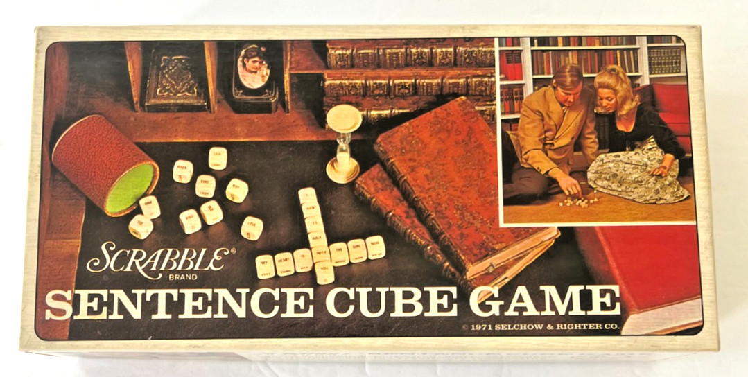 Vintage 1971 Scrabble Sentence Cube Game Complete