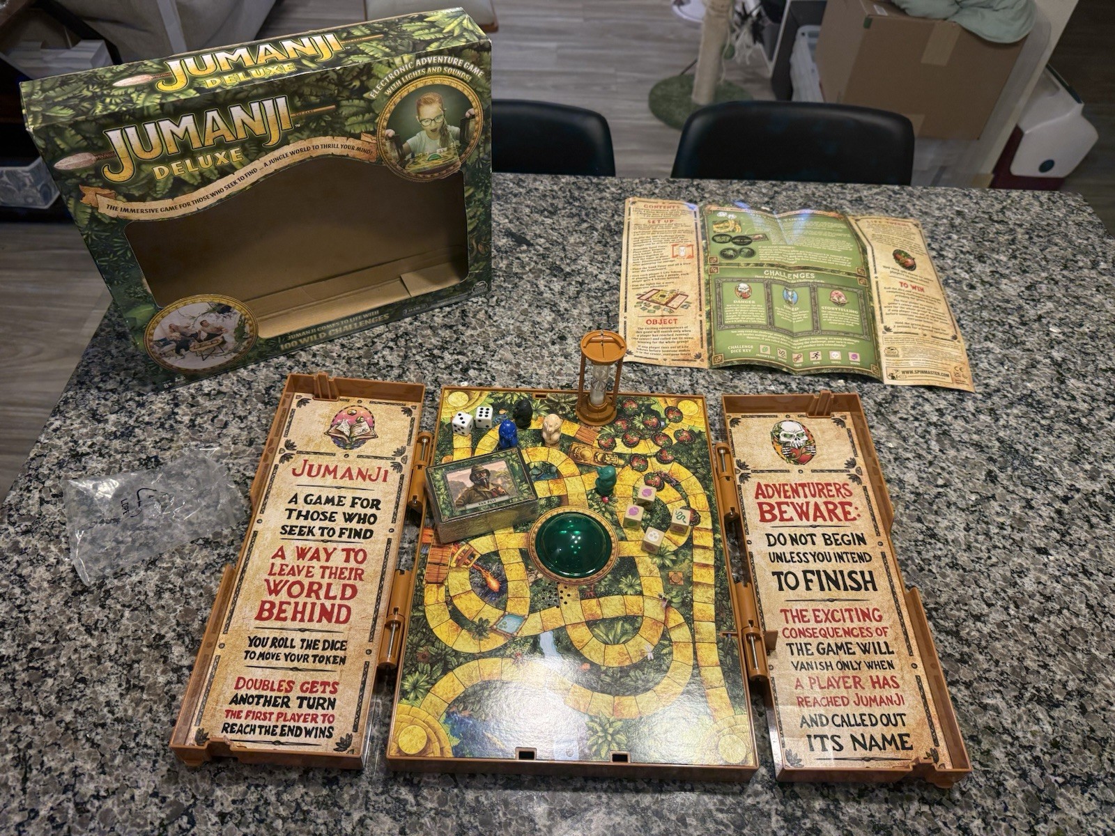 Jumanji Deluxe Electronic Board Game Spin Master COMPLETE Tested. Un-open Cards