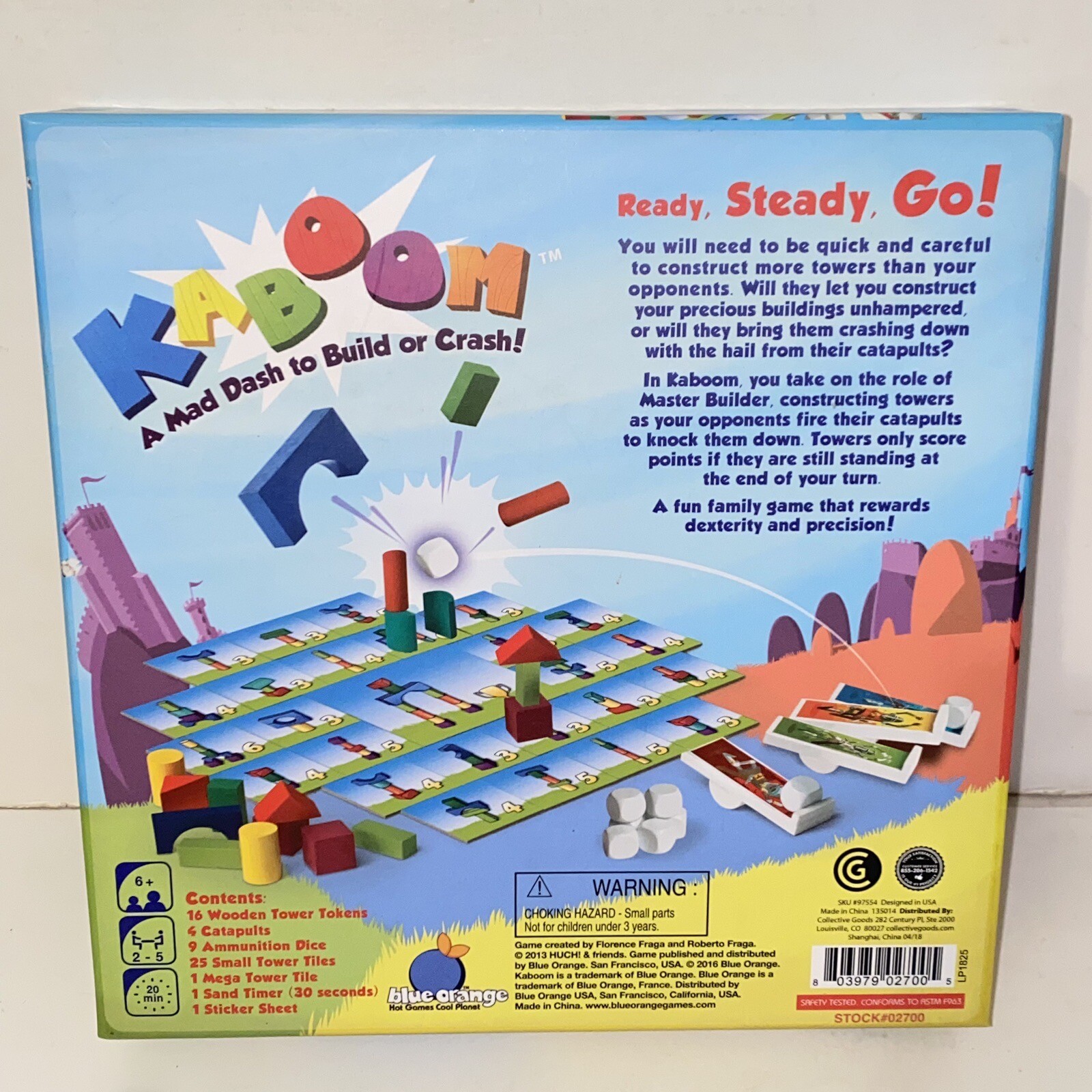 2013 Kaboom A Mad Dash To Build Or Crash Board Game Blue Orange Games Complete