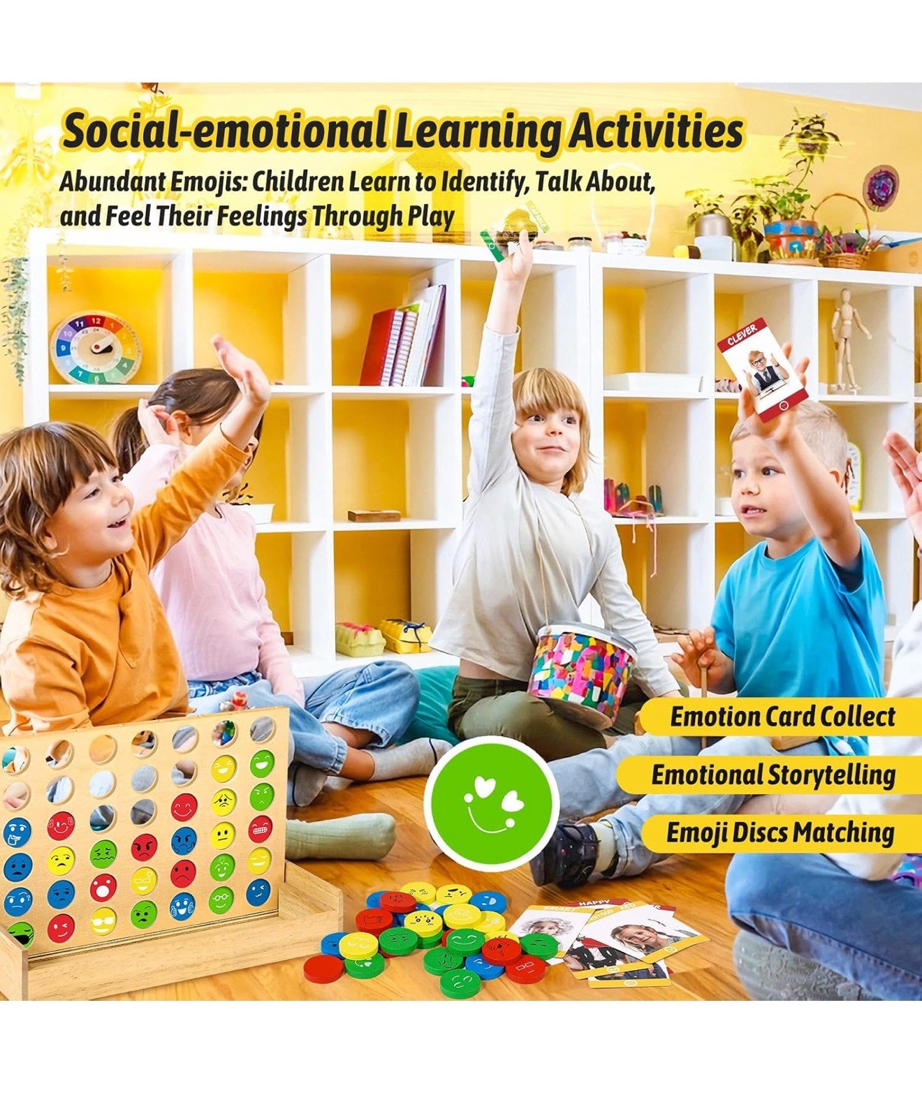 Social Emotional Learning Therapy Games for Kids, w/56 Emotion Cards, Connect…