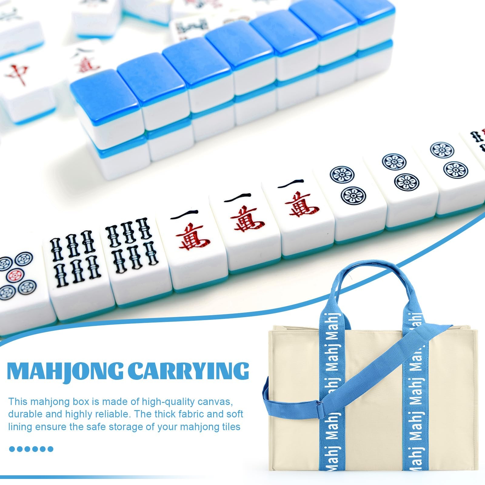 Empty Mahjong Bag for Tiles 22x15x6 Inches Thickened Canvas Mahjong Carrying …
