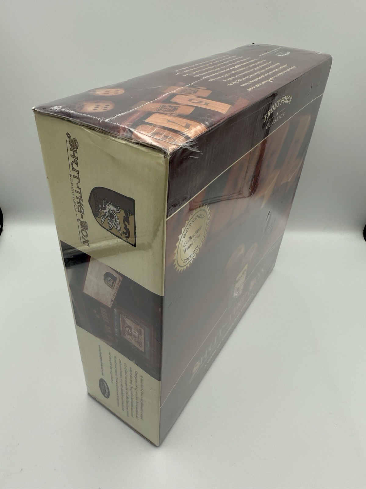 Front Porch Classics Shut-the-Box Dice Game, Bookshelf Wood Box Edition, 8+