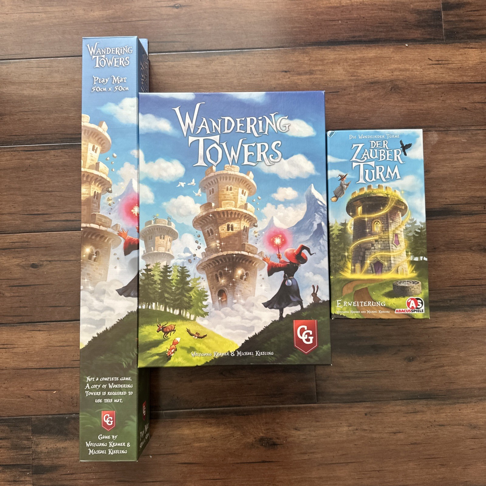 Wandering Towers Super Bundle w/ Mat, Magic Tower Exp, Sleeves, Meeple Stickers