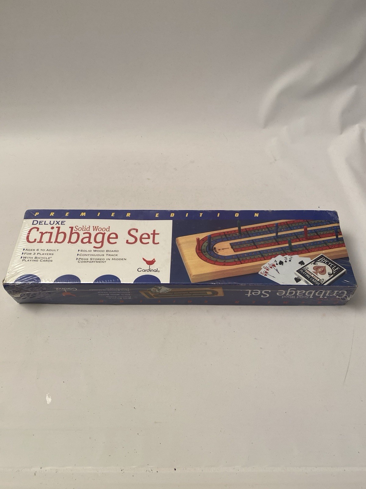 Cribbage NEW SEALED 1997 Deluxe Set SOLID WOOD CARDINAL W/ Cards Board Game
