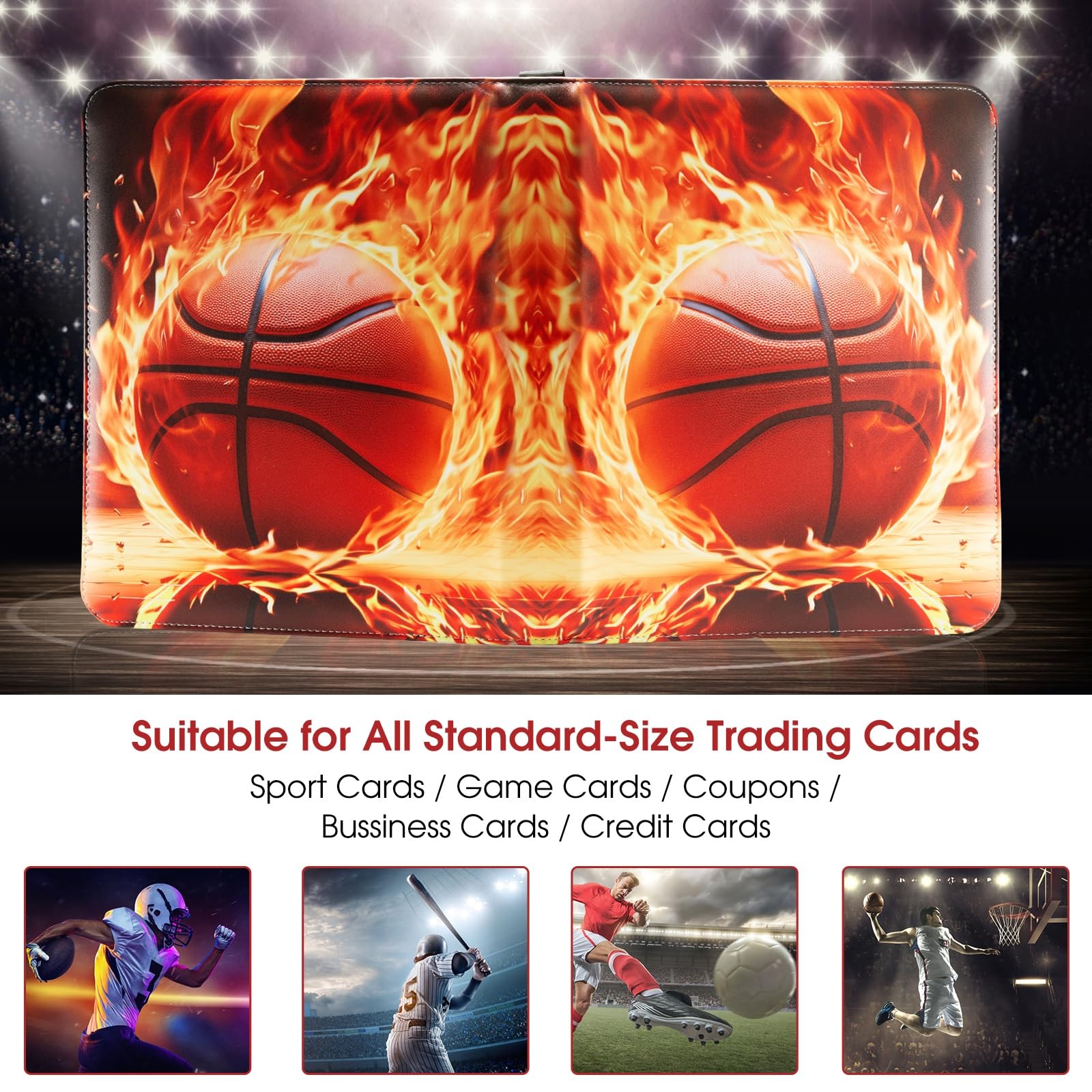 Basketball Card Binder with Sleeves, 900 Pocket 900 Pockets, Theme