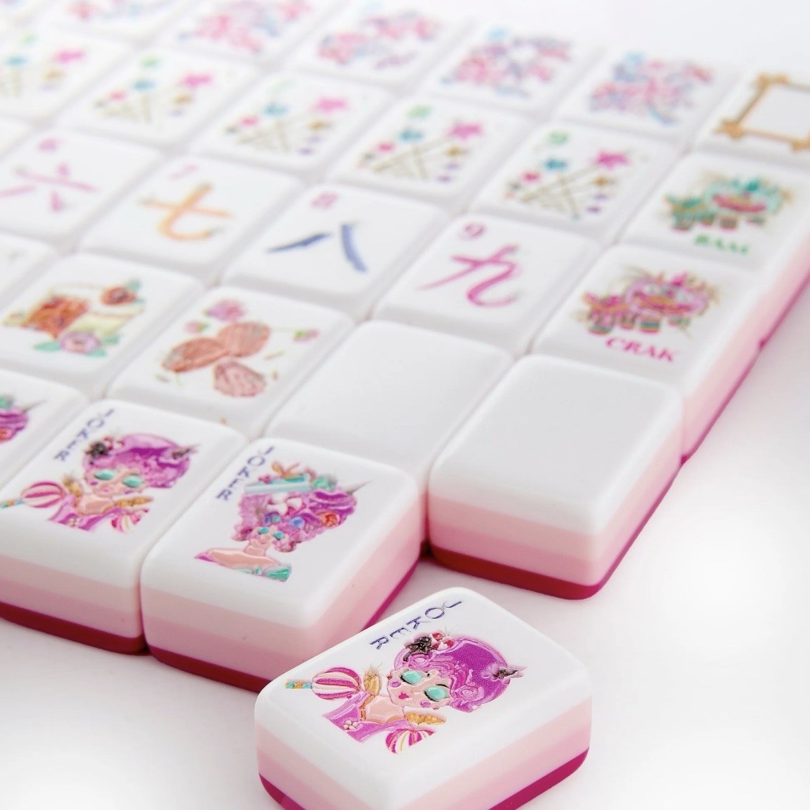 Glitterville Inspired 4-Layer Pink Back American Mahjong Tiles