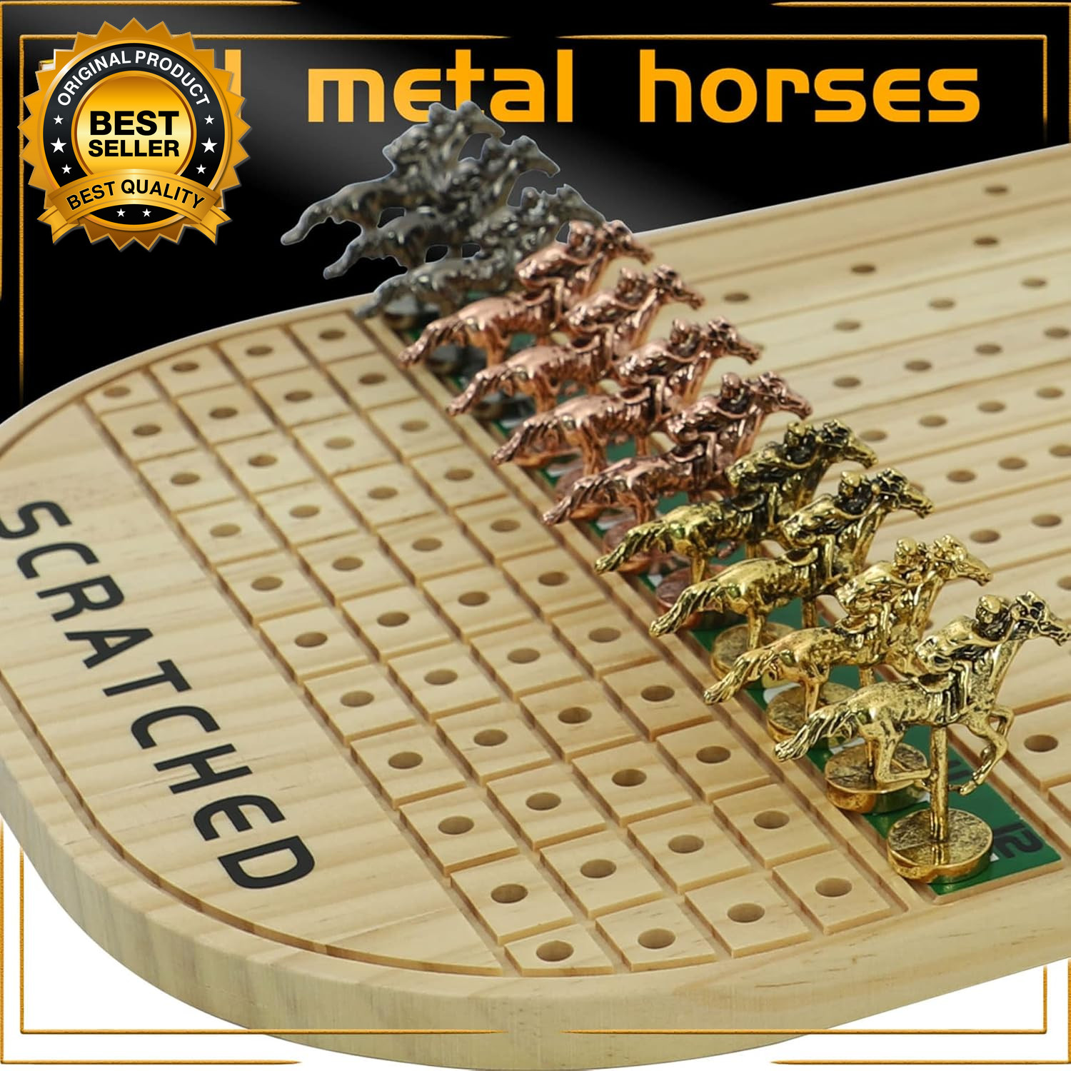 Horse Race Board Game Racing Game Thickened Solid Wood with 11