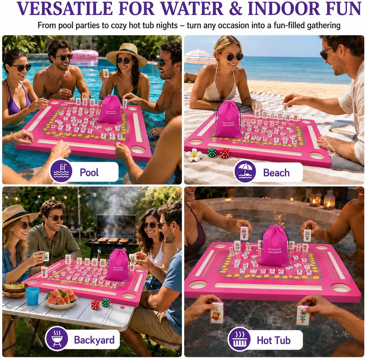 Floating Mahjong Tile Set for Pool,160 American Mahjong Tiles Waterproof EVA Foa