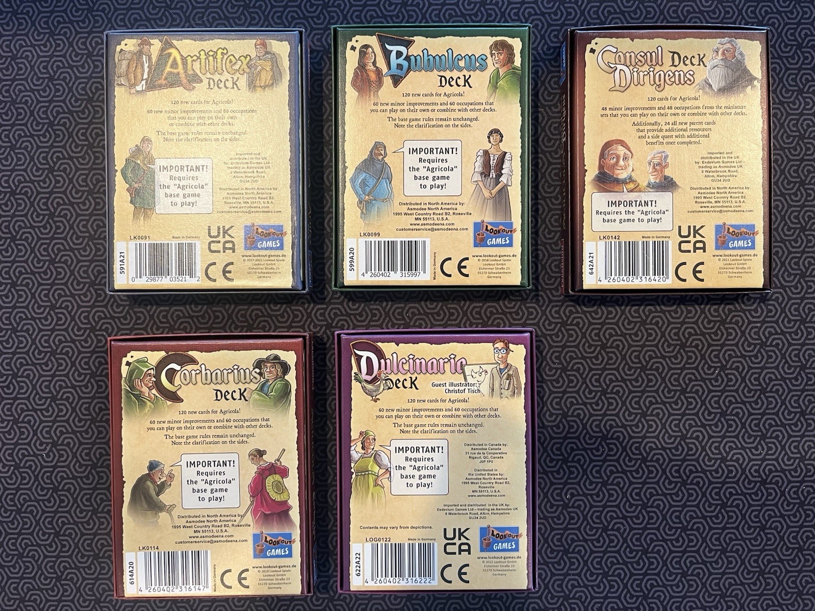 Agricola (5) Expansion Decks 600 Cards Lookout Games
