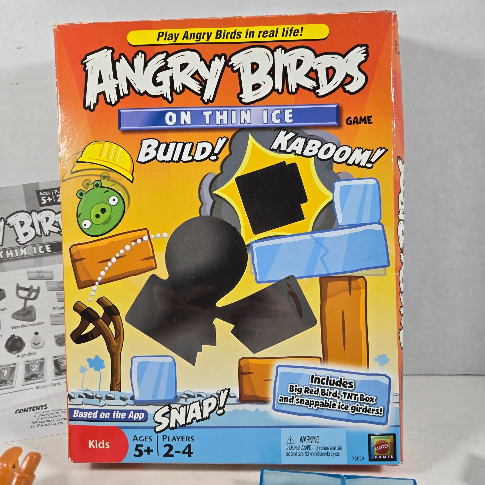 Mattel ANGRY BIRDS On Thin Ice Board Game 95% Complete MISSING 2 lg girders, TNT