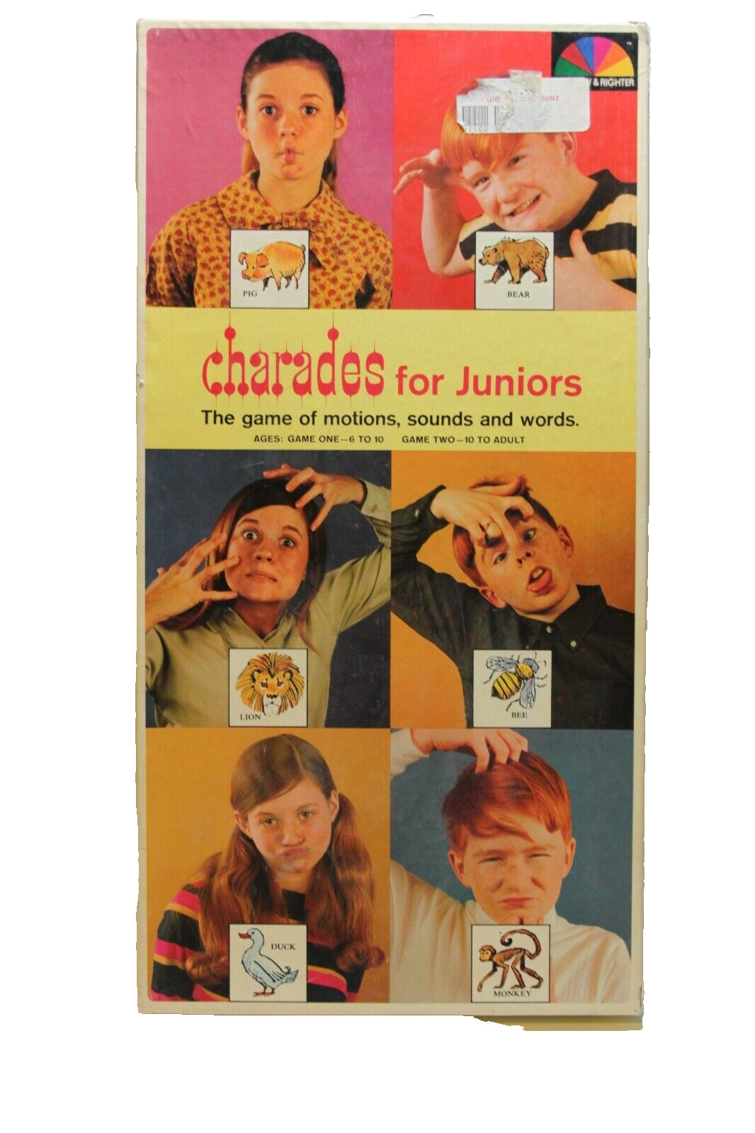 Charades for Juniors Selchow And Righter No. 38 Board Game All Ages Vintage 1968