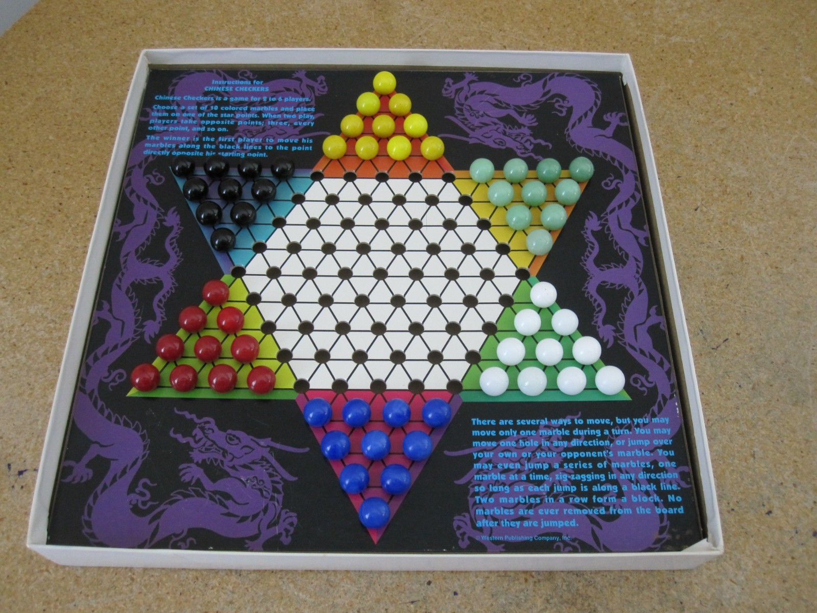 Vintage Chinese Checkers Game All Pieces Included Glass Marbles For 2-6 players