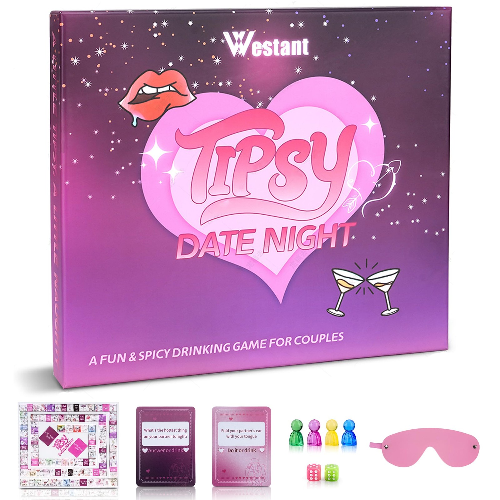 Tipsy Date Night Couples Drinking Game – A Flirty Adult Board Game for Couple…