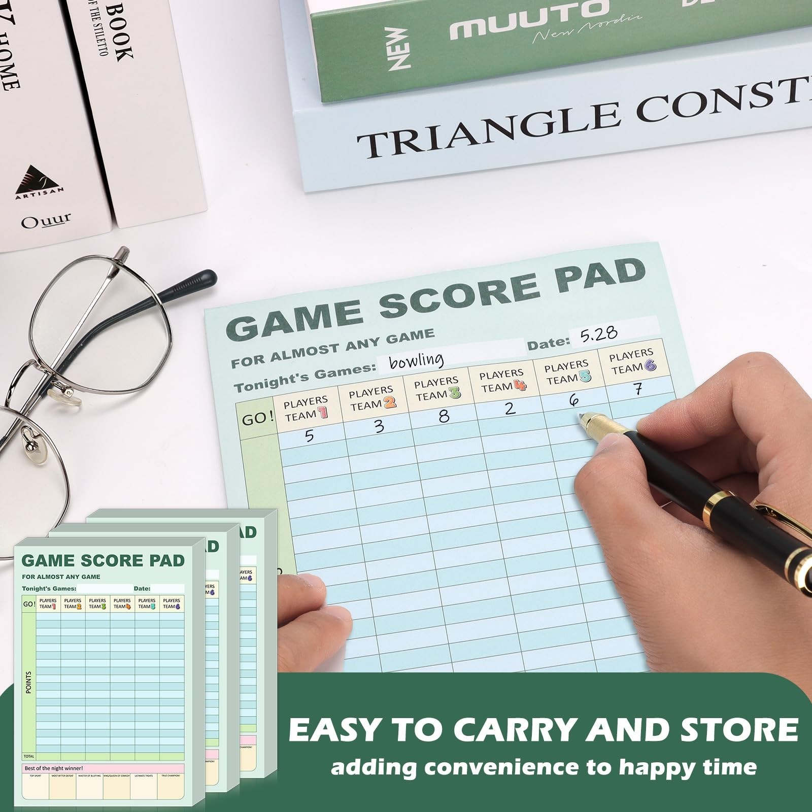 30/90/180 Sheets Double-Sided Game Score Pads – 6×9 Inch Score Tracker for Famil