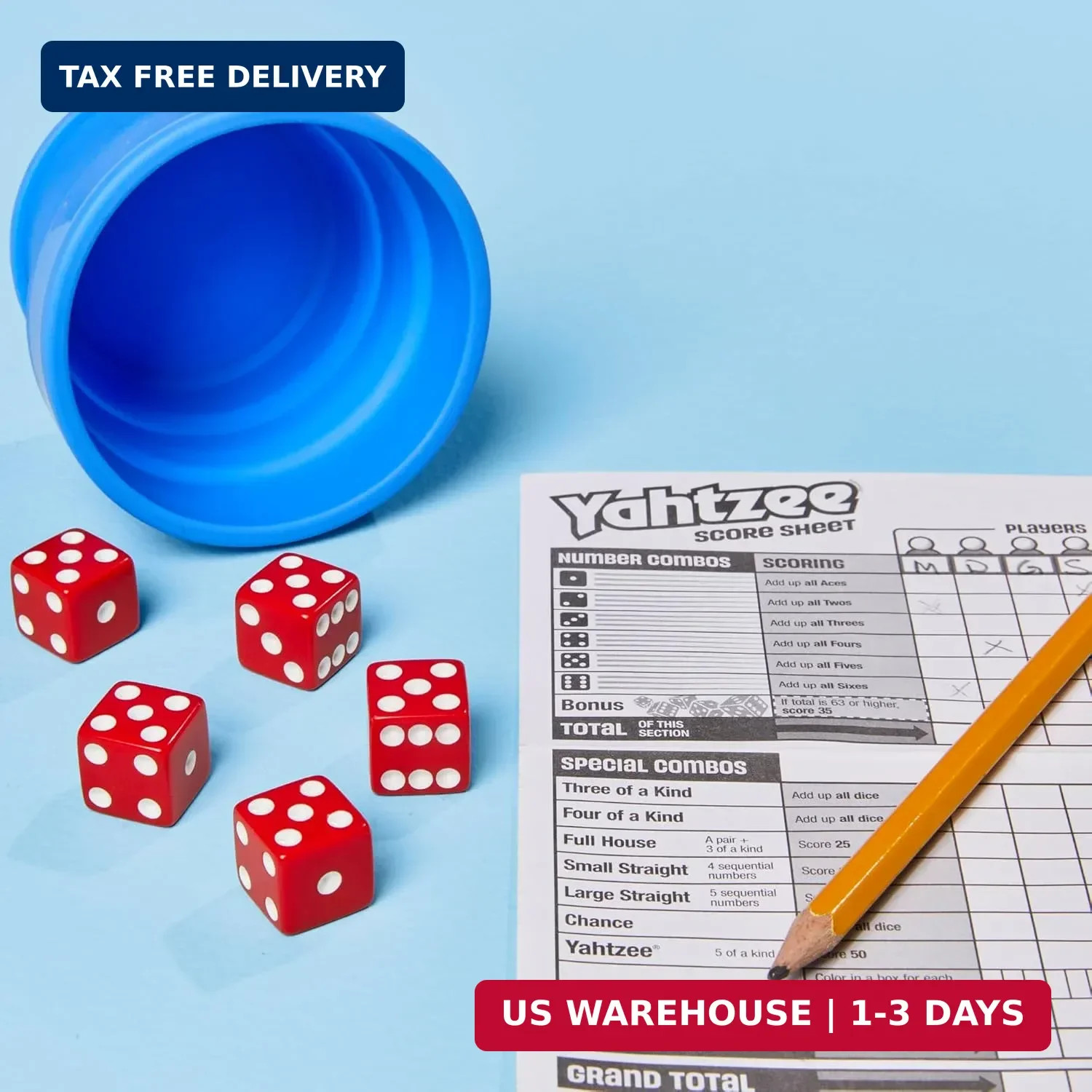 Hasbro Gaming Yahtzee Dice Game | with Collapsible Cup & Storage Case | Fun Fami