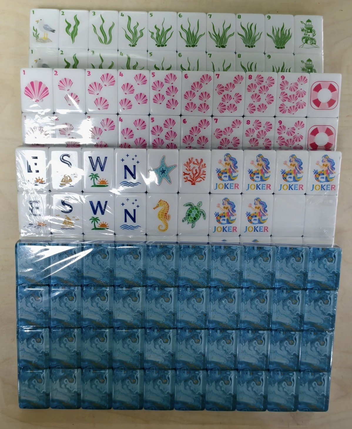 American mahjong 160 Tiles Engraved Ocean Theme