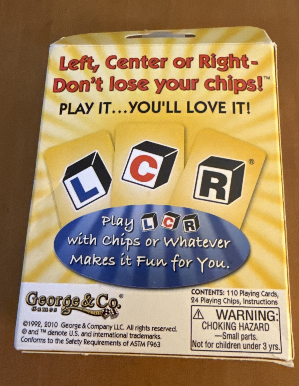 LCR Left Center Right Card & Chips Game Family Friends Party George & Co