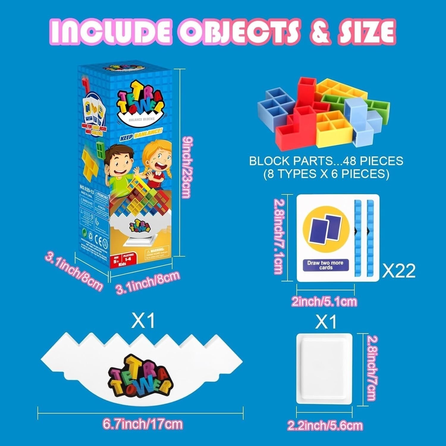 HOMELAM 48 PCS Tetra Tower Stacking Game – Educational Balance Toy for Kids