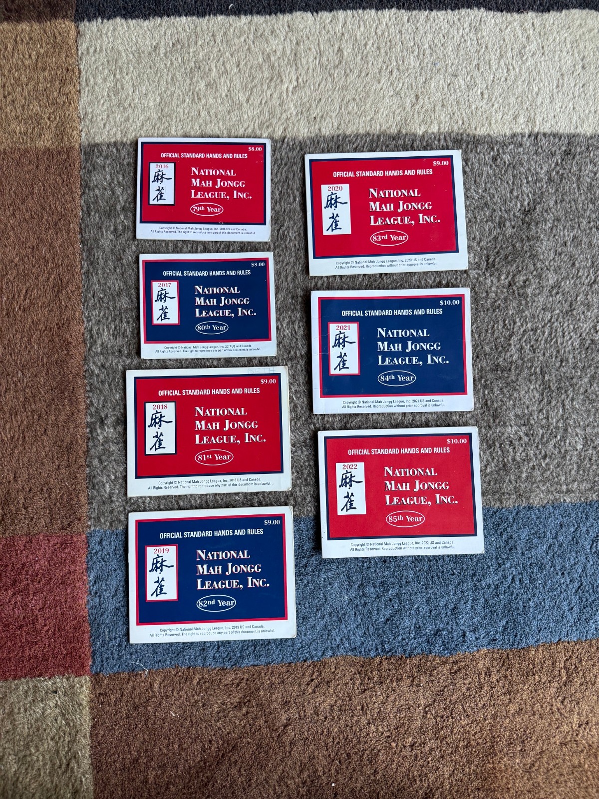7 National Mah Jongg League NMJL Standard Hands And Rules Cards 2016 – 2022