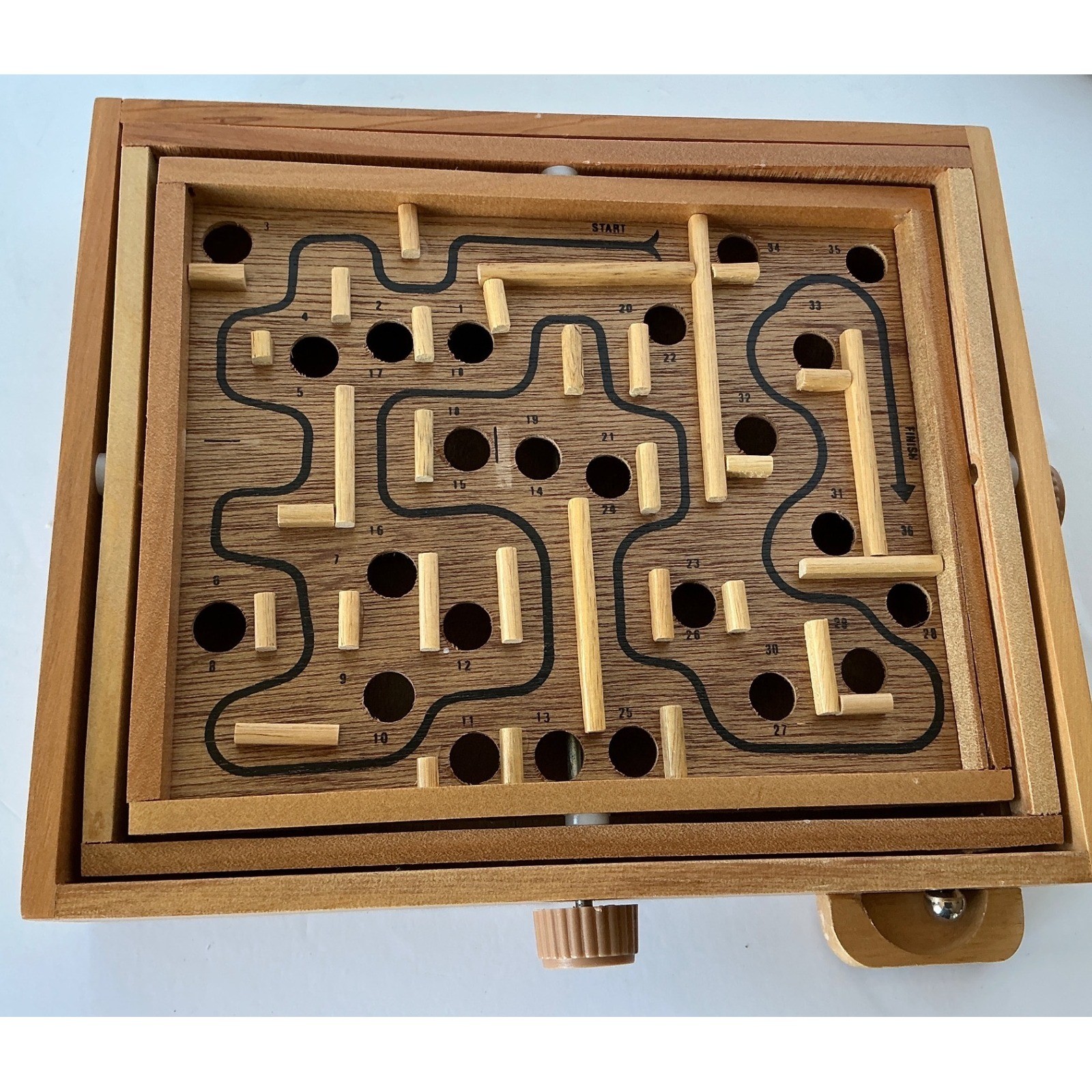 Dayton Hudson Vintage 1993 Labyrinth Wooden Maze Game Skill Challenge One Marble