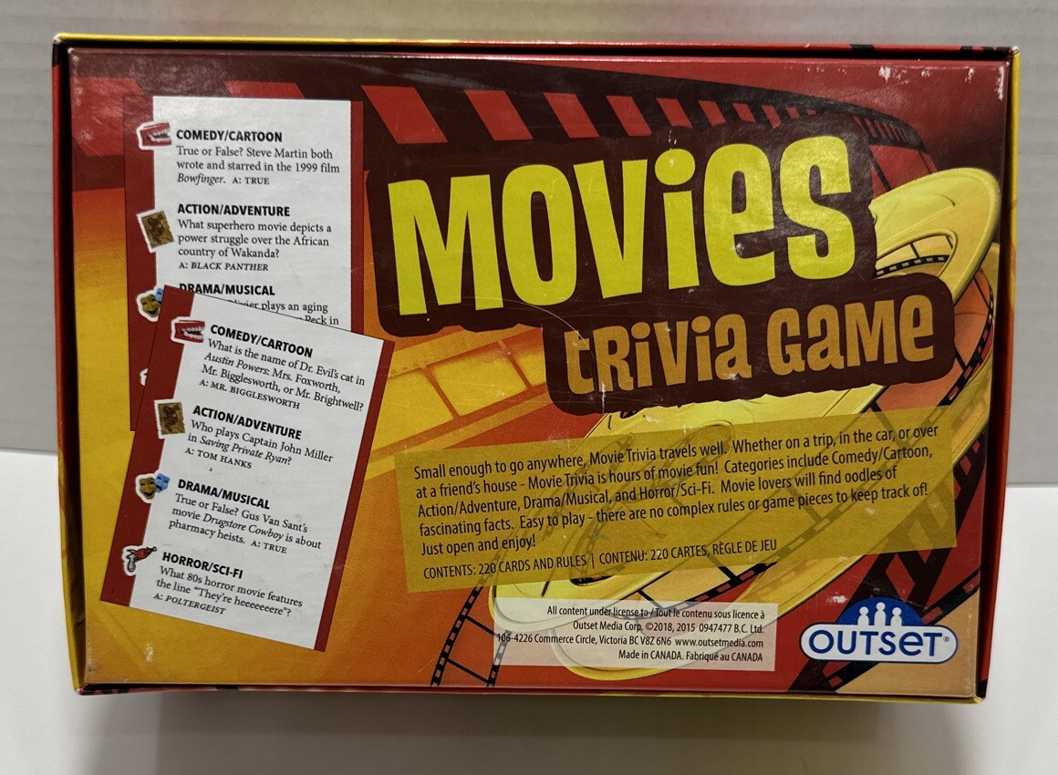 Movies Trivia Game Outset Adult Party Game Verified Complete