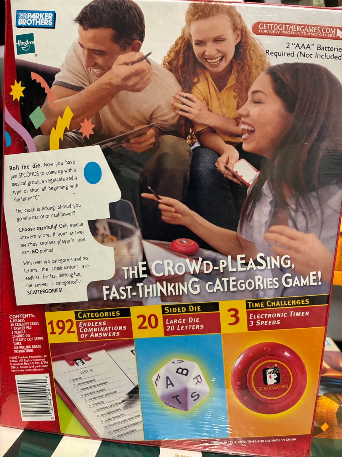 The Game of Scattergories – Parker Brothers – Hasbro – 2003 Edition – New in Box
