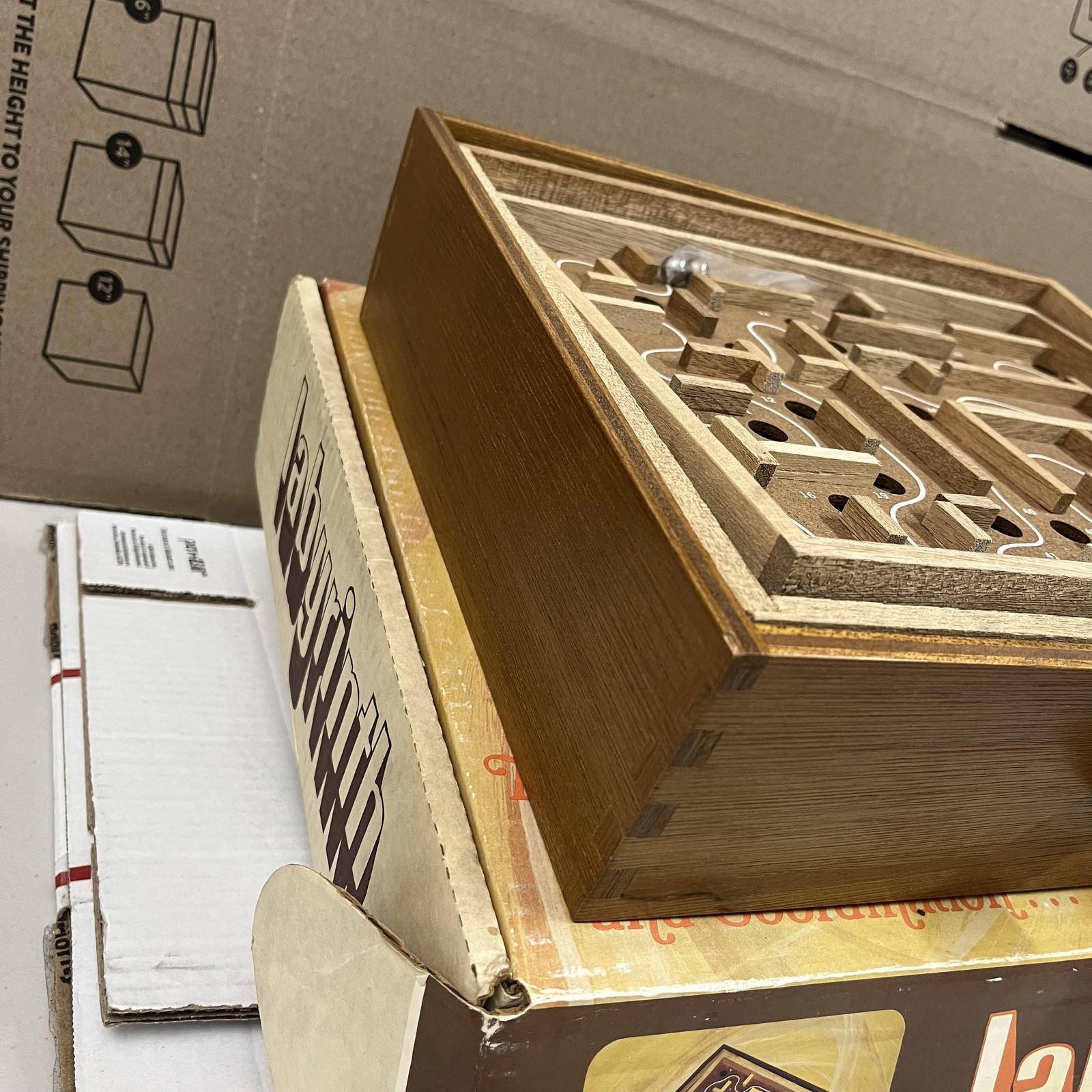 Vintage Labyrinth Wooden Marble Maze Classic Skill Coordination Game 850 W Box