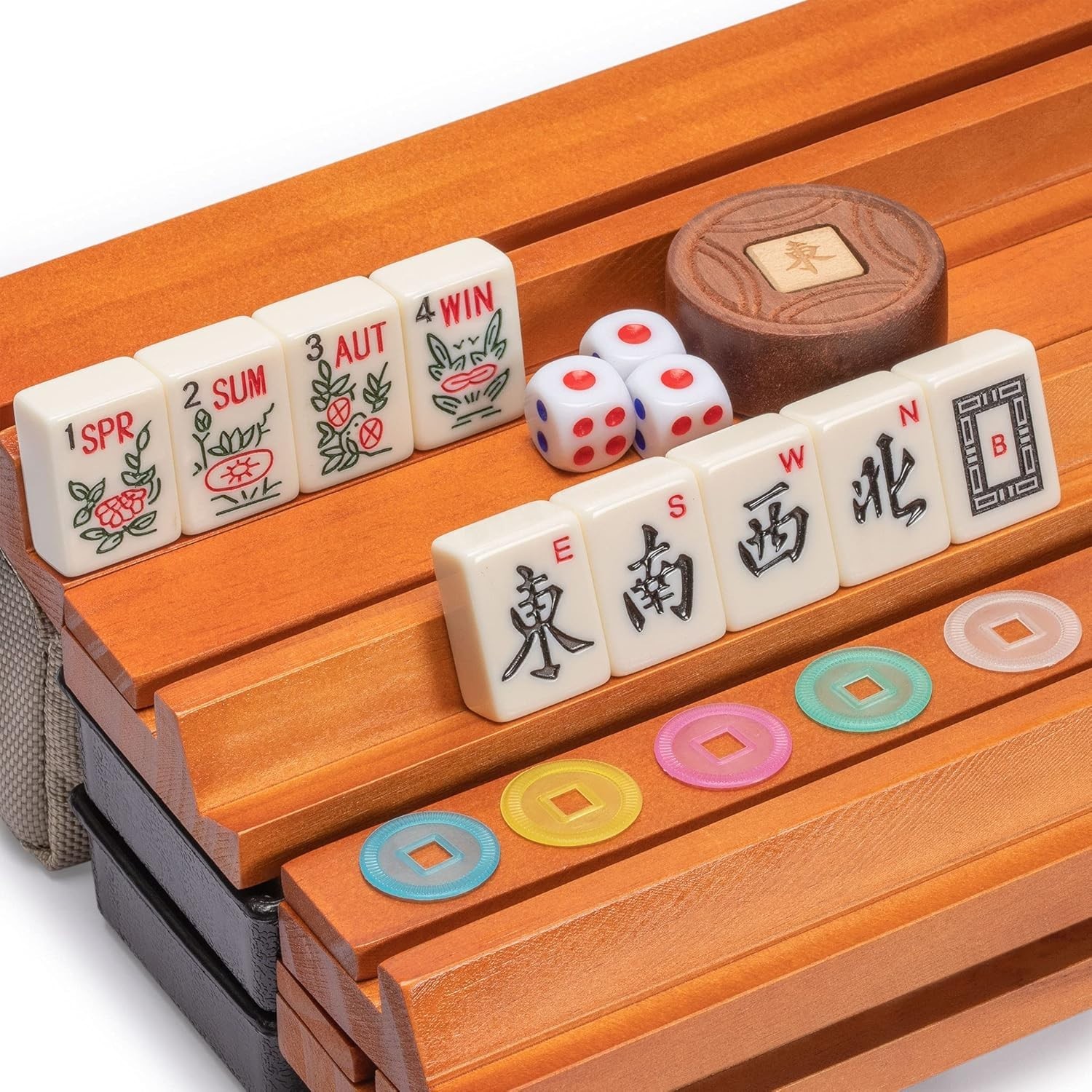 American Mahjong Set, Mojave Ivory with Brown Soft Case, All-in-One Racks wit…