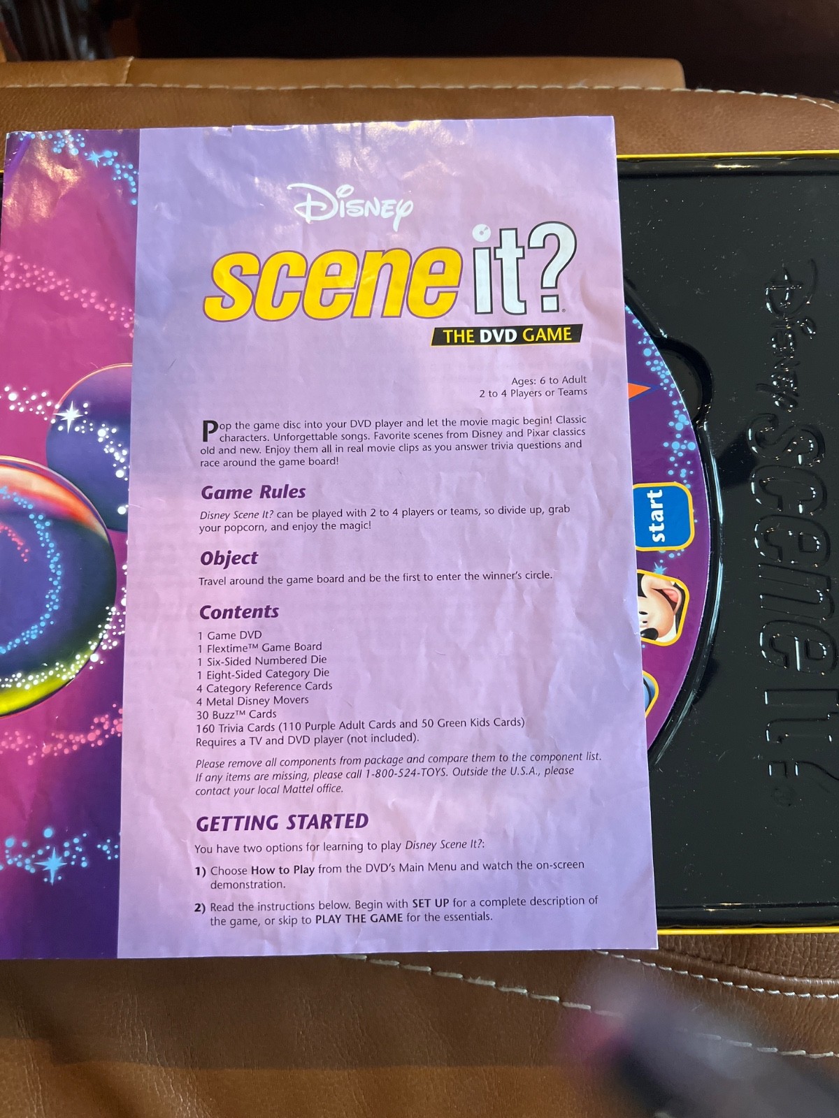 Scene it? Disney DVD Trivia Board Game by ScreenLife / Mattel 2004 Complete