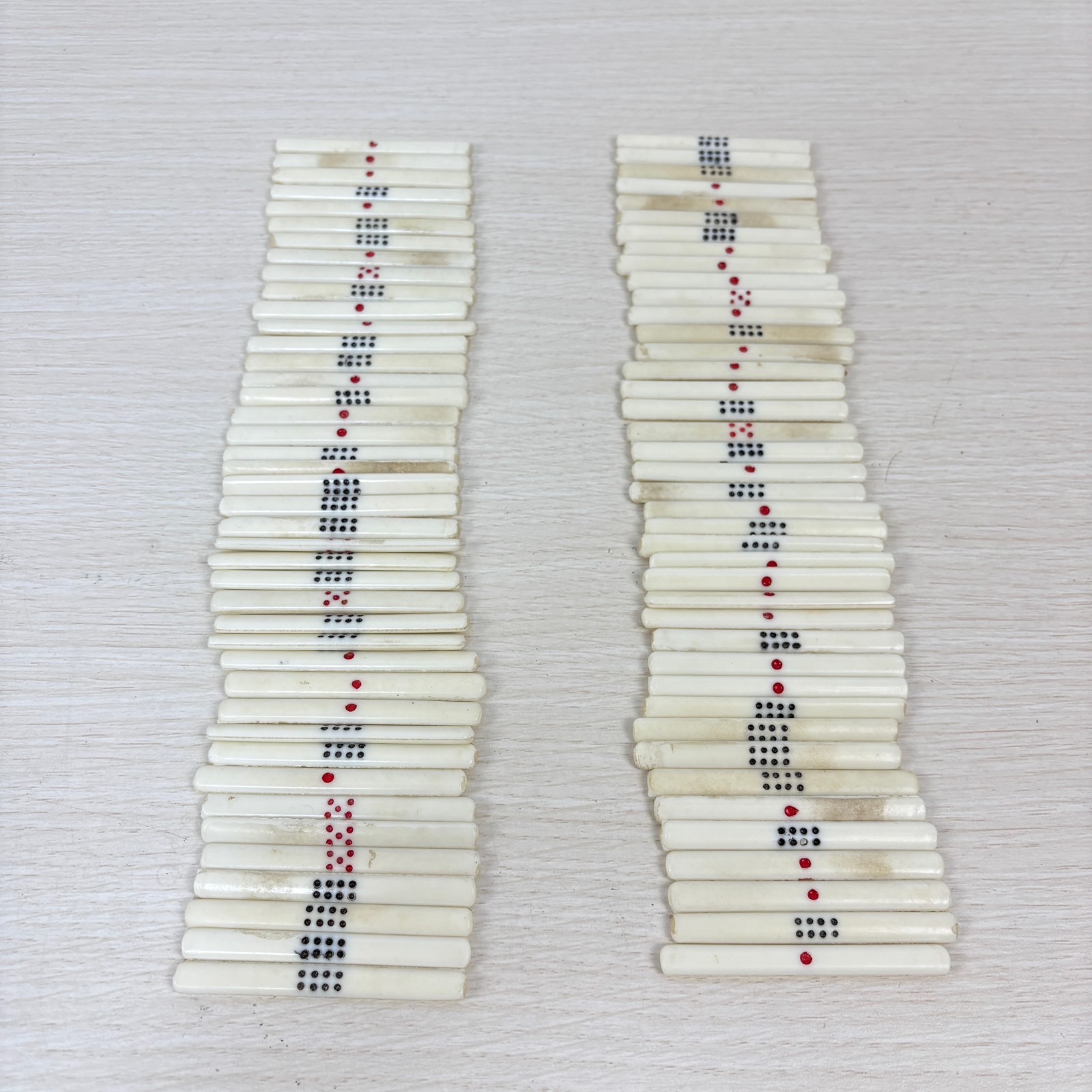 Vintage Japanese Mahjong Tile Set Brown Leather Case 1950s-60s Ivory Tiles AS-IS