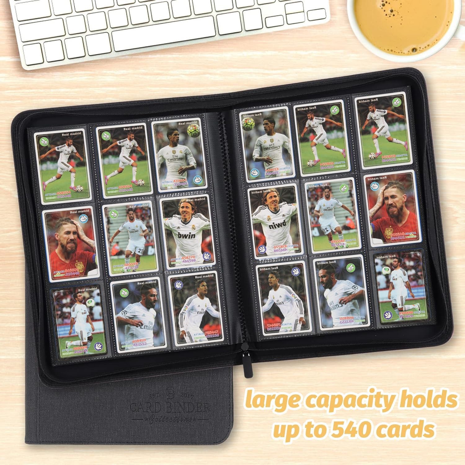 Foalgo 9 Pocket Card Binder, Premium Zip 13.5 x 10 x 1.7 inches, black540
