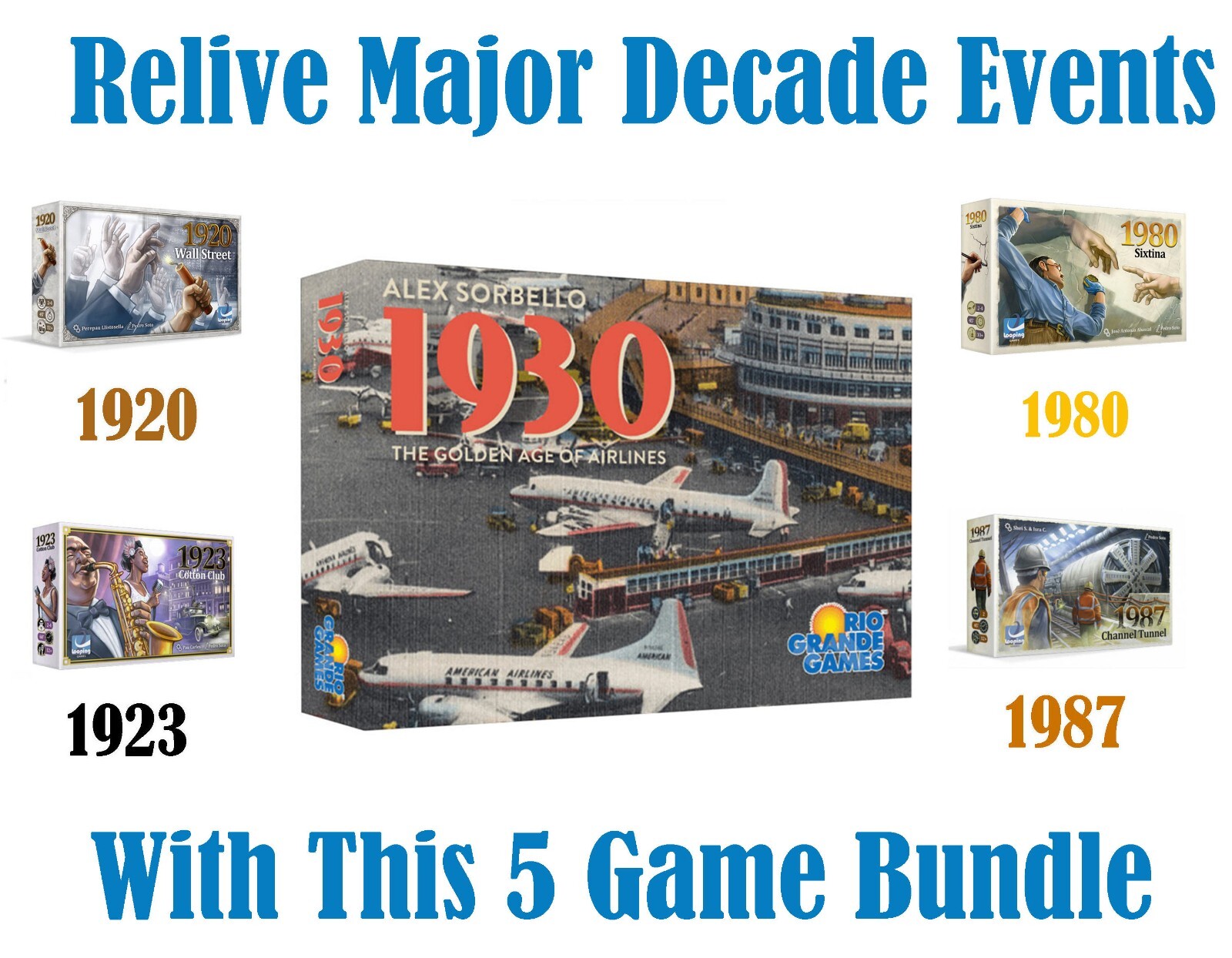 LOT of FIVE (5) – 1920 + 1923 + 1930 + 1980 + 1987 – Board Game – BRAND NEW