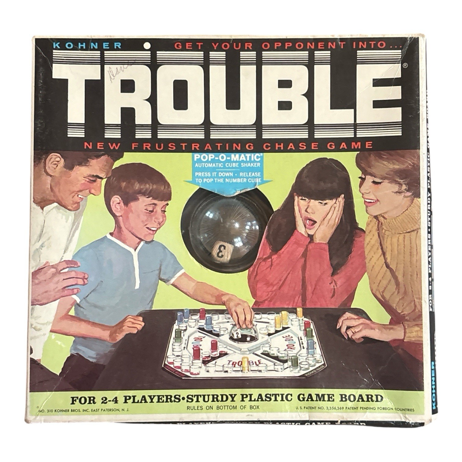 Vintage 1965 Trouble Pop-o-Matic board game Kohner bros USA made. Free Shipping
