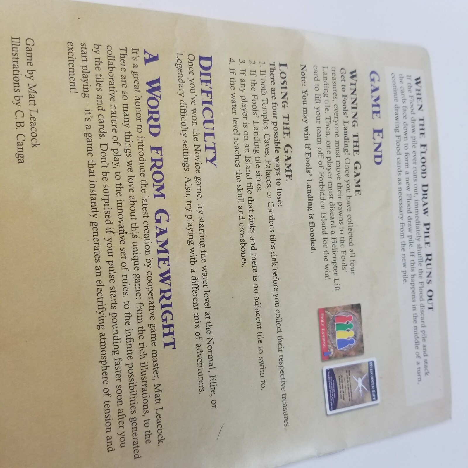 Forbidden Island Instruction Manual Board Game Part Only Gamewright