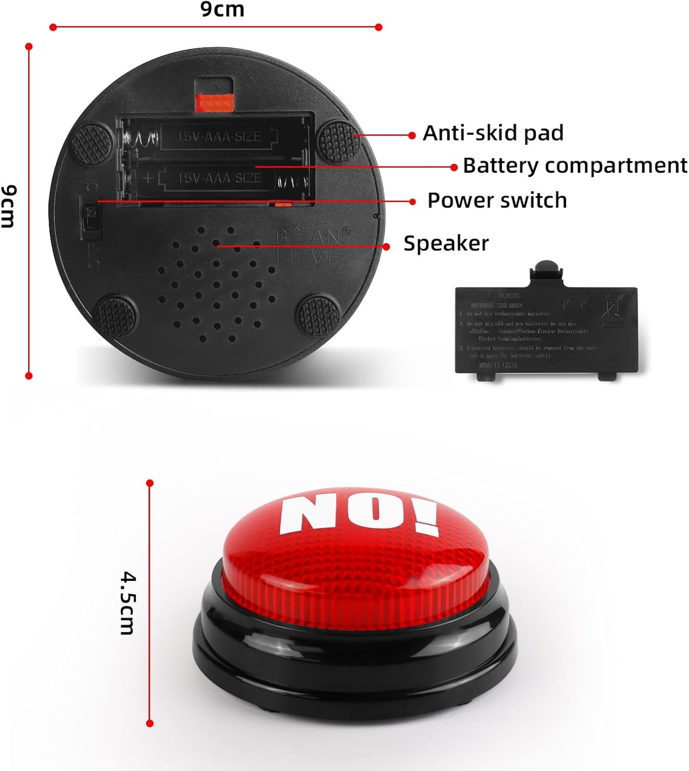 Set of 2 Yes No Answer Buzzers for Game Shows and Party Games