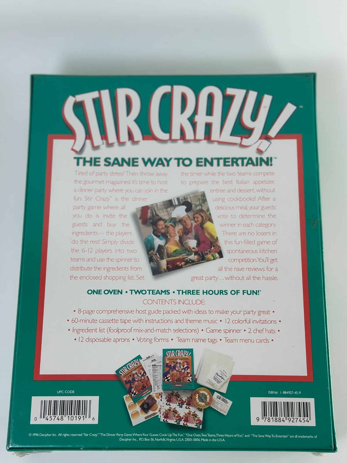 Stir Crazy Italian Dinner Party Game New Sealed Vintage 1996