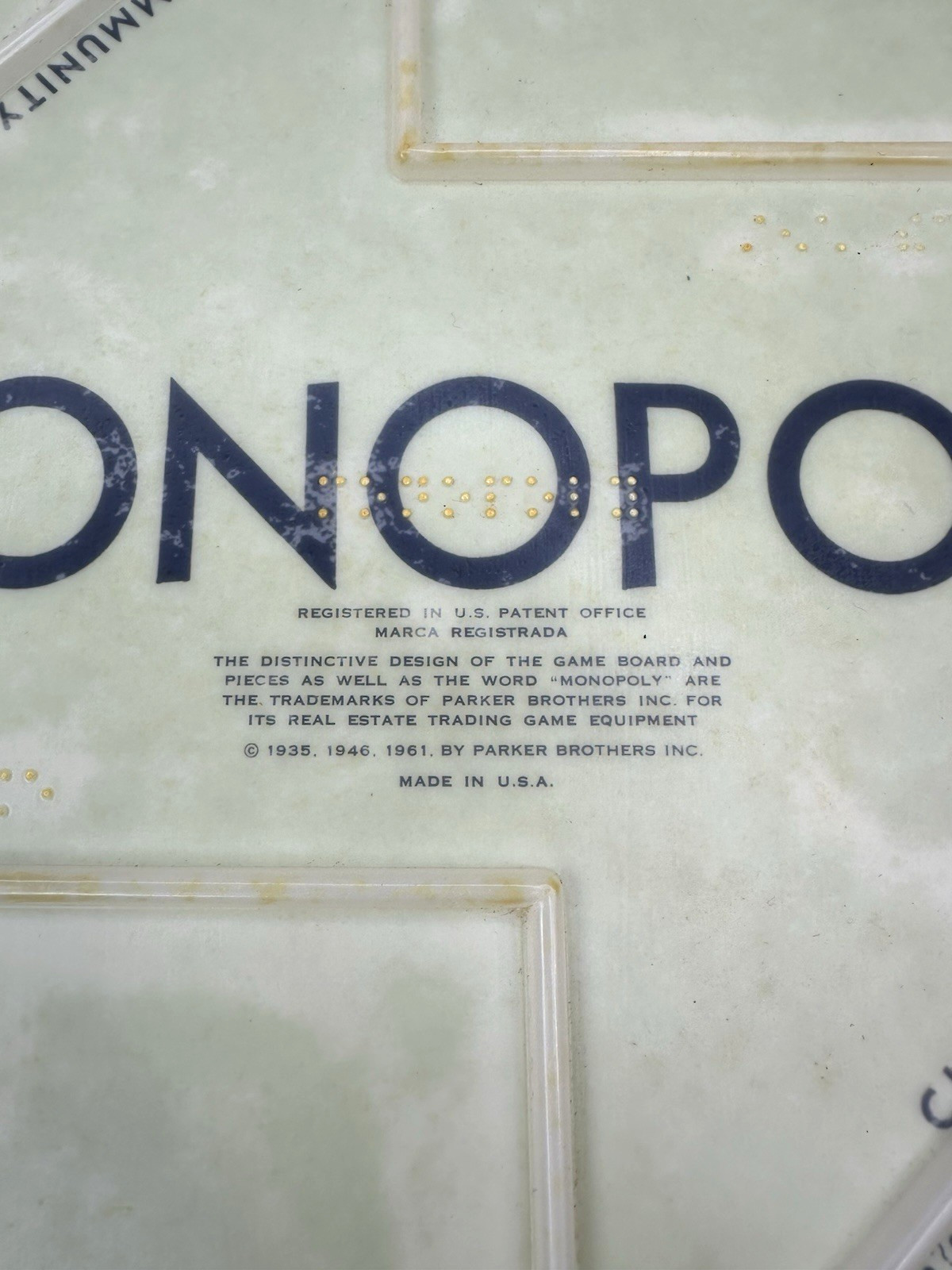 Vintage Braille and Low Vision Monopoly 1986 Regular Components Included READ