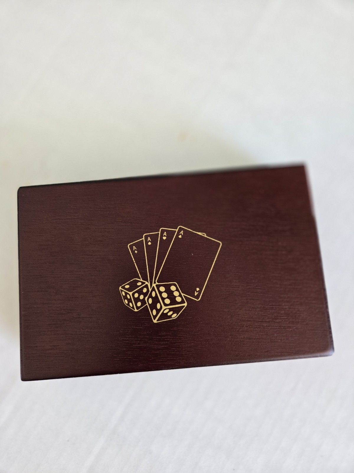 Card Dice Game in Wood Box & New BCG Cards 5 Dice Gift Poker Games