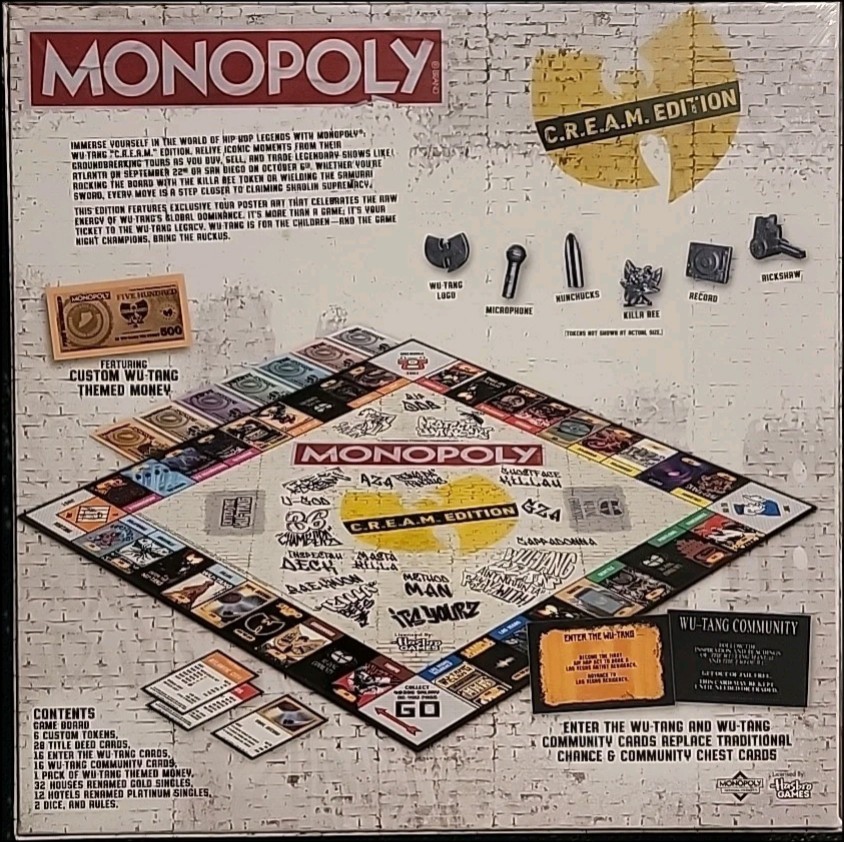 NEW Wu Tang Clan MONOPOLY Board Game Cream (C.R.E.A.M. Edition) LIMITED EDITION